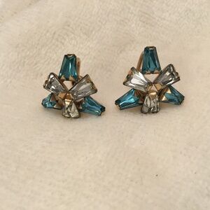 Vintage Phyllis 12k Gold Filled Screw Back Rhinestone Earrings